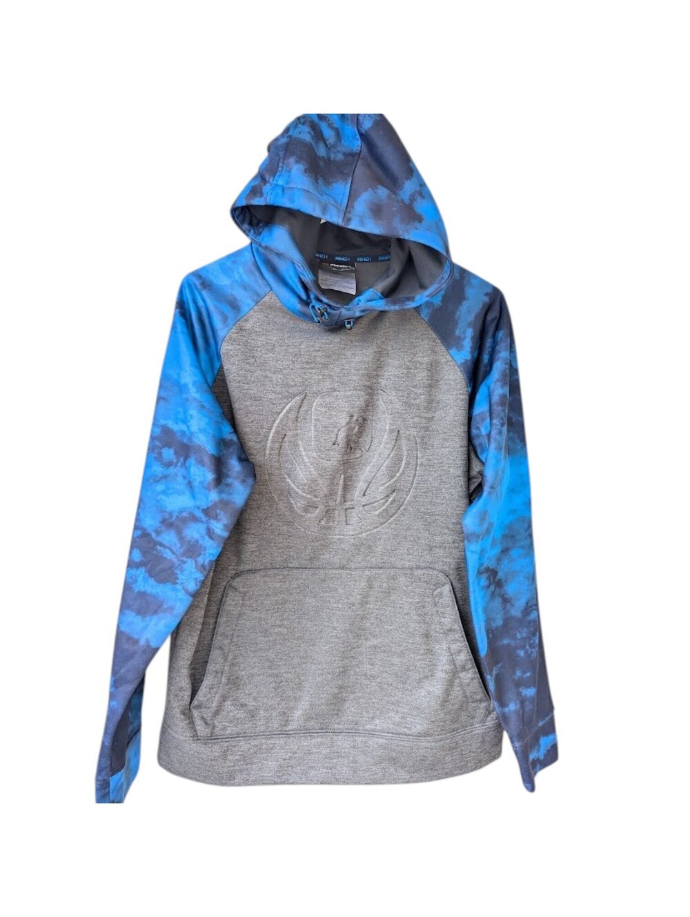 AND1 Mens S Basketball Hoodie Sweatshirt Blue Tie Dye Raglan Activewear 22x27